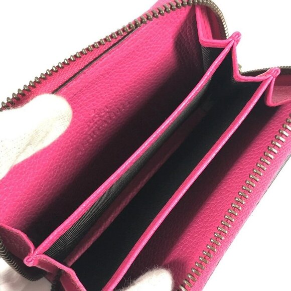 GUCCI 496319 logo Wallet Coin Compartment Zip Around coin purse Leather pink - Picture 9 of 11